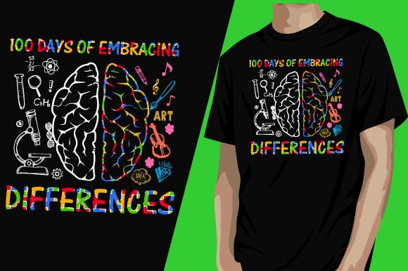 100 Days of Embracing Differences Tees Graphics