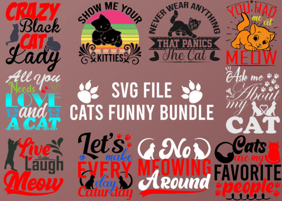 Cats Funny Bundle Graphics for T-Shirts
