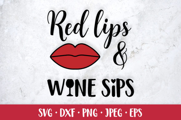 Red Lips and Wine Sips Graphics for Editorial Use